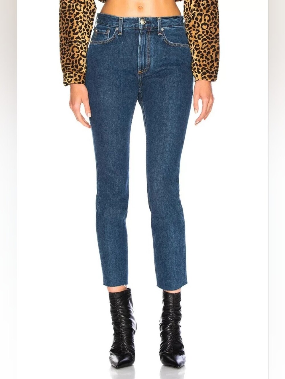 Rag & Bone High Rise Ankle Skinny Jeans in Dark Stone, Size 27